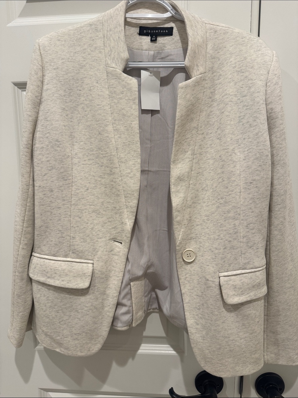 NWT GibsonLook Notch Collar Blazer in Oatmeal Size Medium